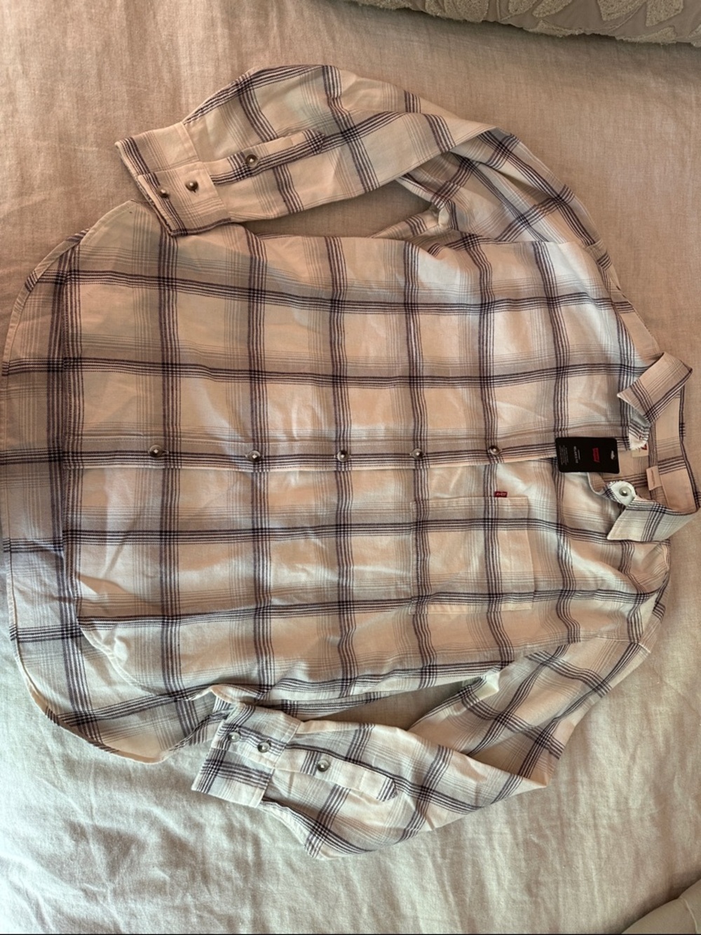 Levi's Pink and Black Plaid Button-Up Shirt